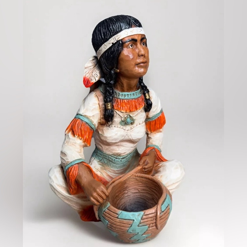 VAUGHN KENDRICK Squaw & Papoose Sculpture 11" Vintage 1976 Native American Art